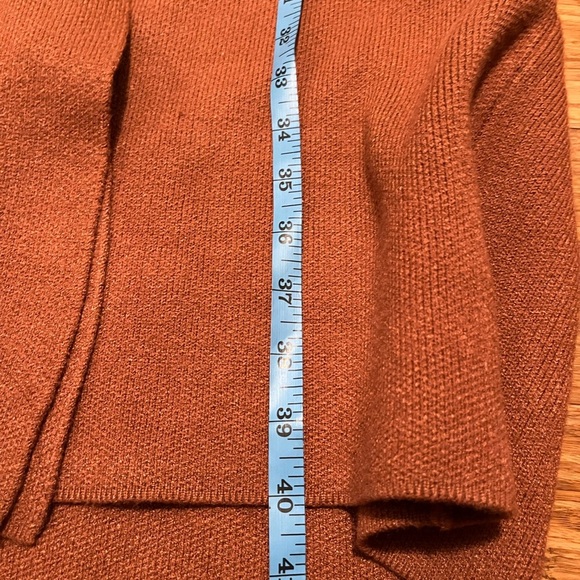 REVOLVE Line and Dot Burnt Orange Duster Open Front Cardigan w/ Belt & Pockets L - Picture 12 of 16